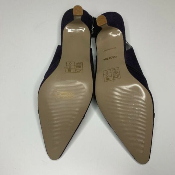 Jacques Vert Dark Purple Pointed Toe Slingback Kitten Heels Shoes - Picture 9 of 10